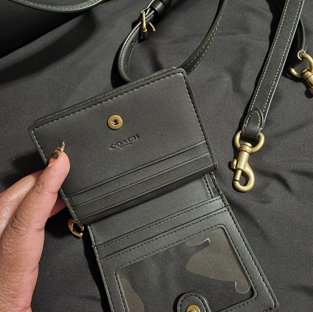 Coach Black Leather Shoulder Bag with Gold Studs|Coach Teri Hobo with Grommets - Picture 5 of 5